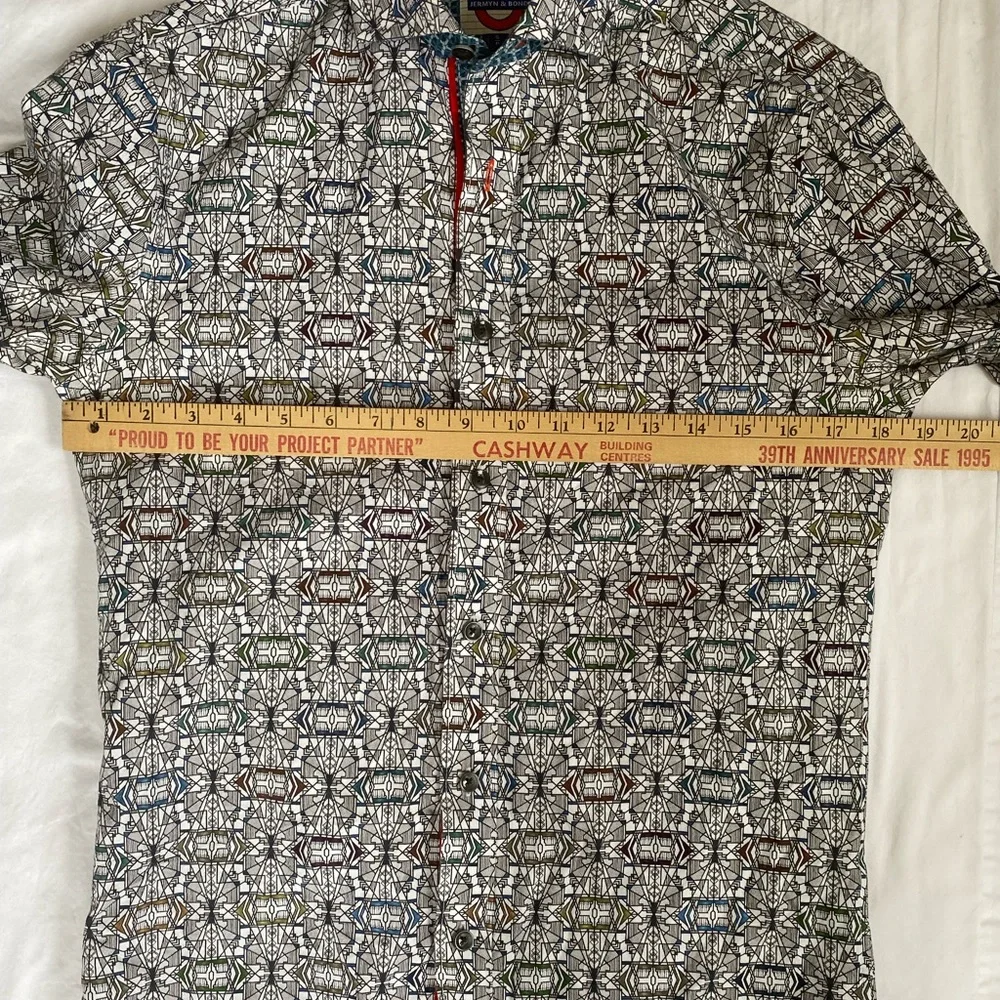 Jermyn & Bond Men's  Geometric modern fit Patterned Button-Up Oxford Shirt Small - Picture 12 of 16